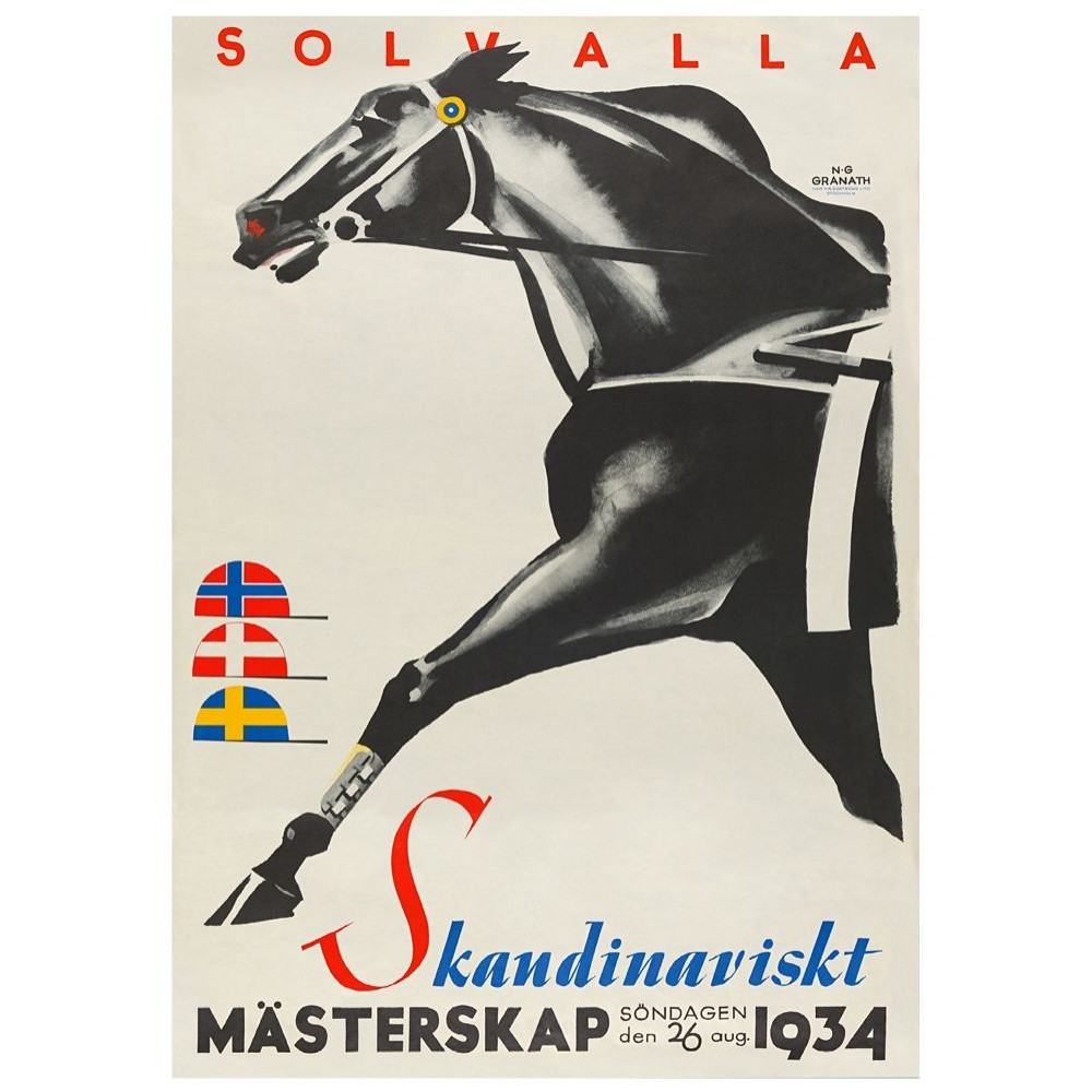 Solvalla Skandinaviskt mästerskap 1934, affisch 21x30cm